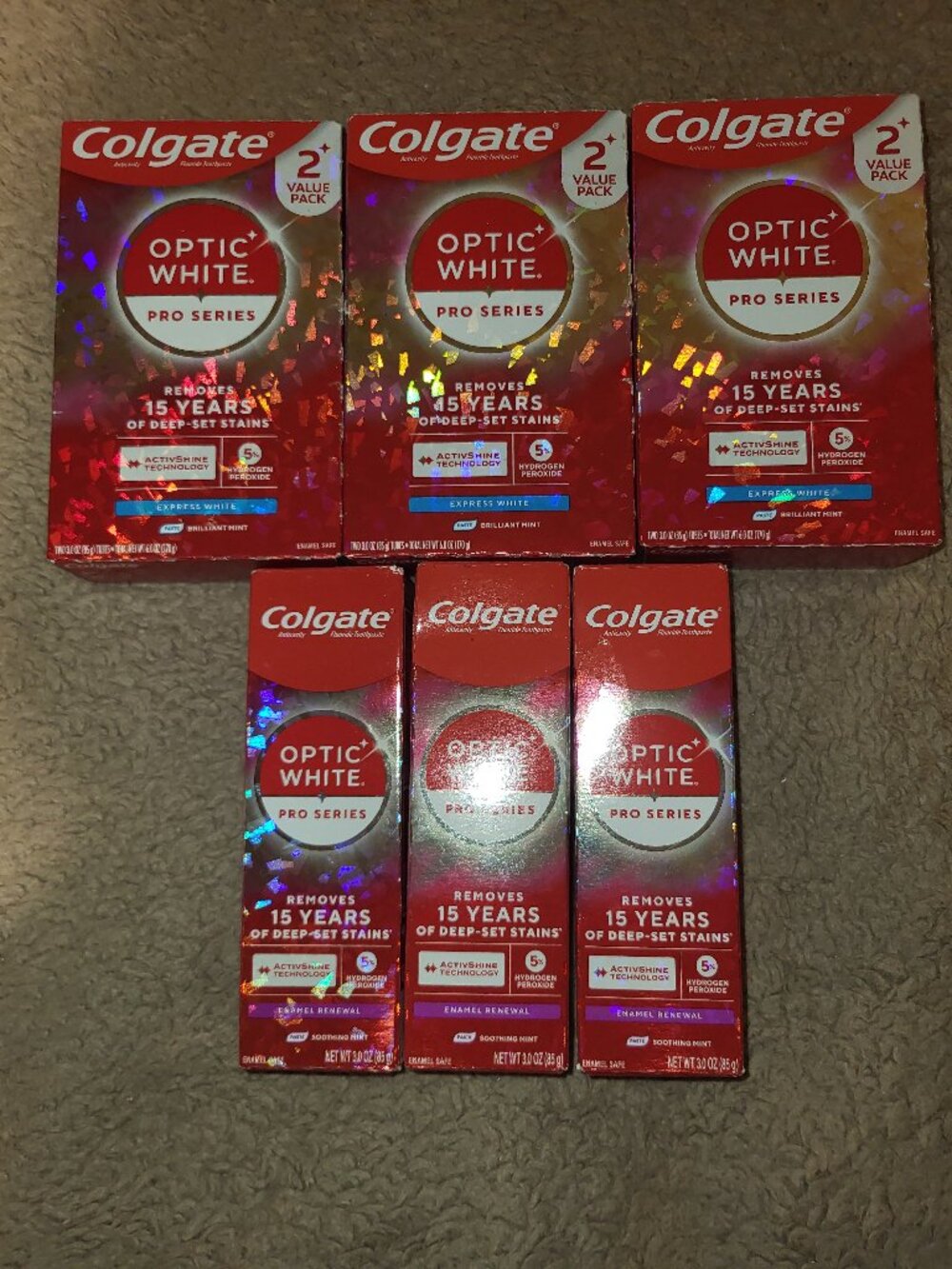 Colgate Optic White Pro Series Toothpaste 9 Tubes Total New Unopened